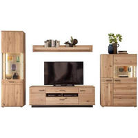WOHNWAND  in Eichefarben 350/208/50 cm  - Eichefarben/Anthrazit, Design, Glas/Holz (350/208/50cm) - Livetastic