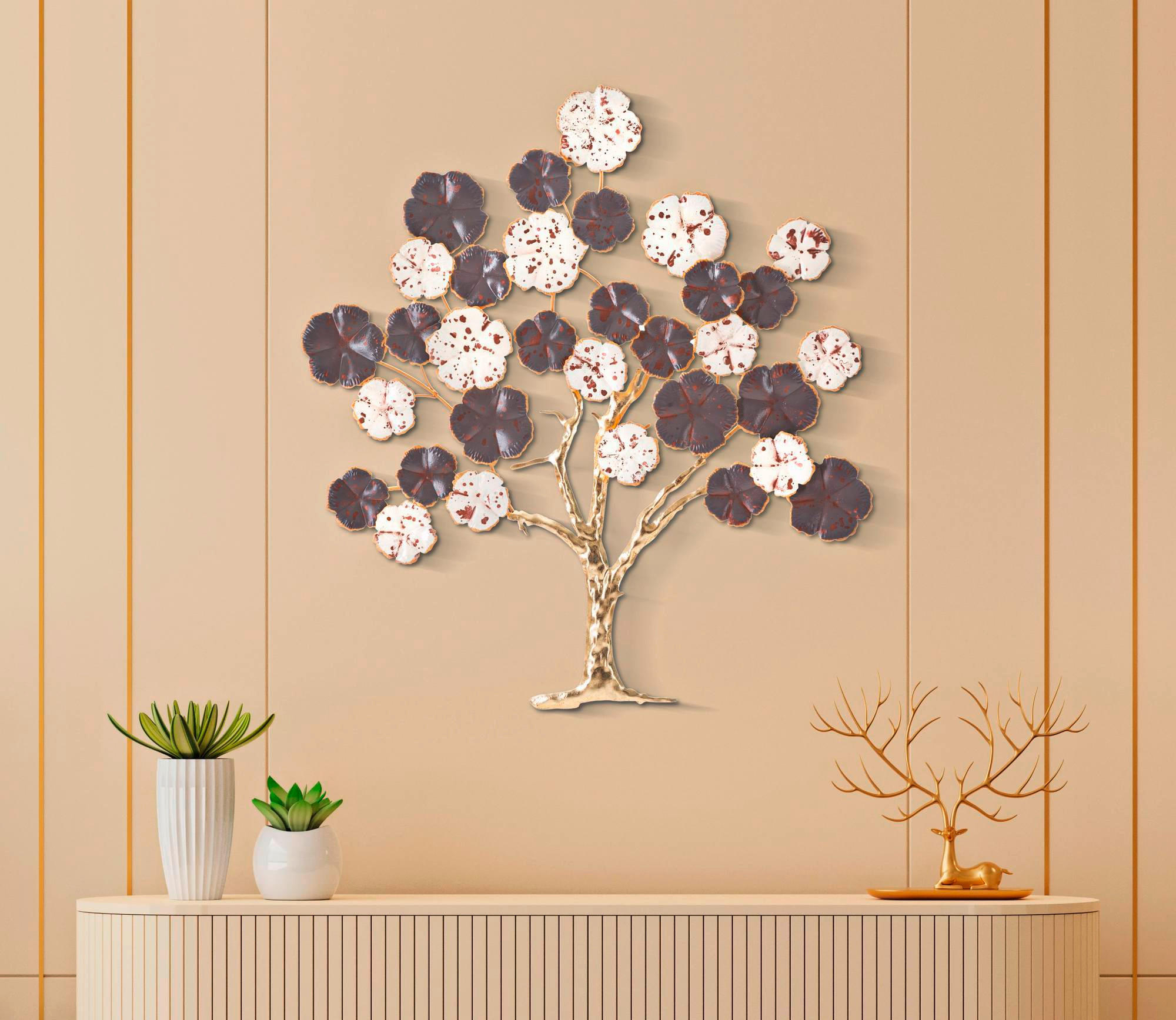 Wanddeko Albero Purpy Metall  - Goldfarben/Altrosa, Basics, Metall (73,7/5/80cm)