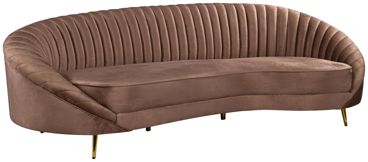 3-SITZER-SOFA ELARA Samt Braun  - Goldfarben/Braun, Design, Textil/Metall (246/81/111cm) - MID.YOU