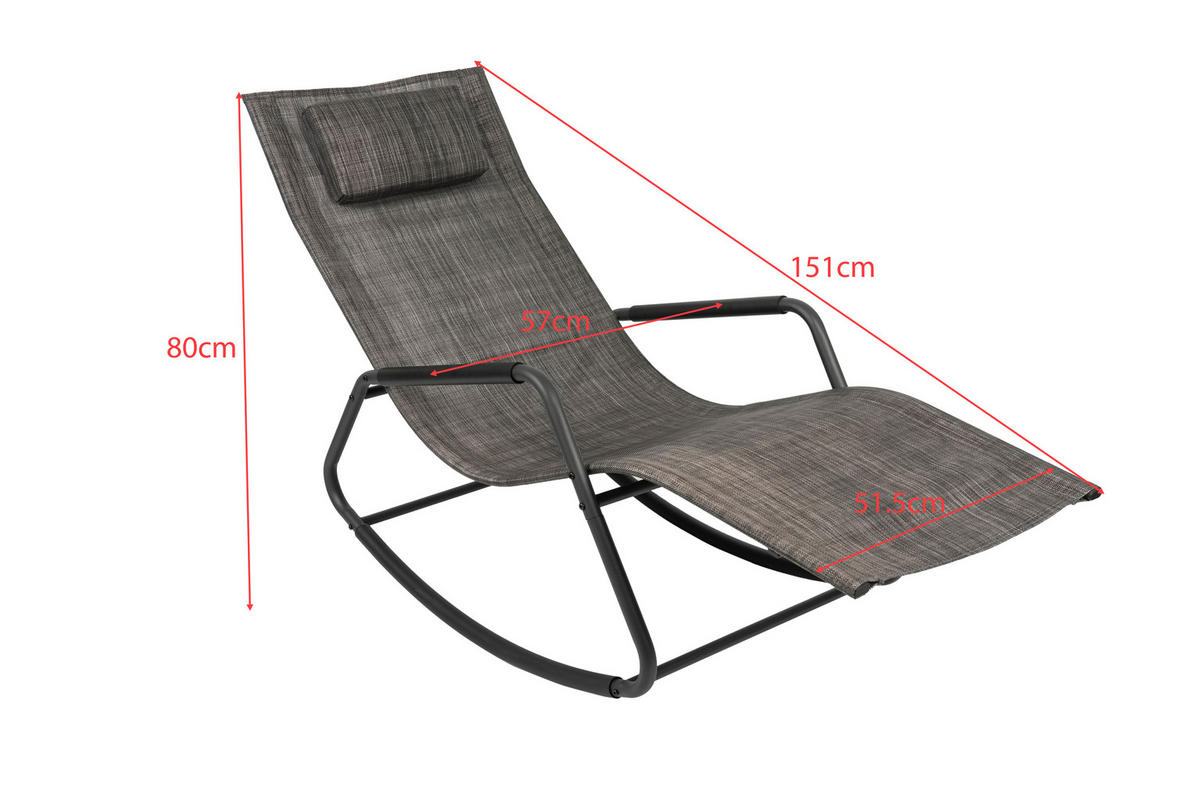 SCHAUKELLIEGE 57/81/143 cm  - Anthrazit/Grau, Design, Textil/Metall (57/81/143cm) - Ambia Garden