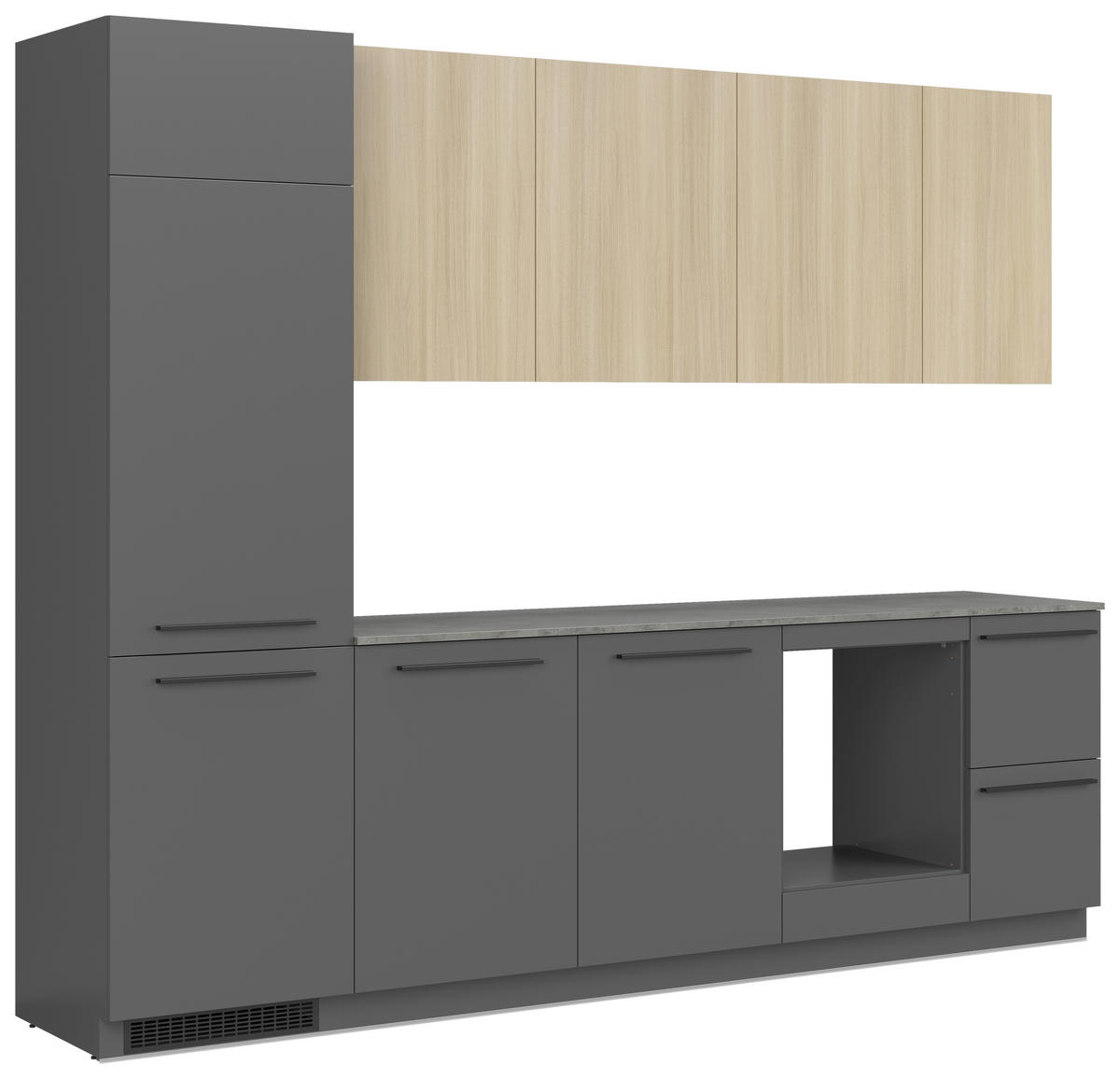 KÜCHENBLOCK 285 cm   in Graphitfarben, Eichefarben  - Eichefarben/Schwarz, Basics, Holzwerkstoff/Kunststoff (285cm) - Visiona