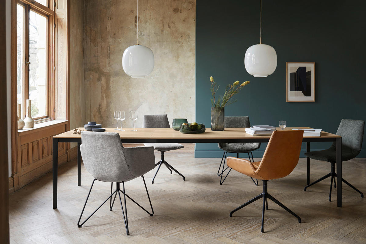 ESSTISCH in Holz, Metall 160-260/100/75 cm  - Eiche Bianco/Schwarz, Design, Holz/Metall (160-260/100/75cm) - TEAM 7