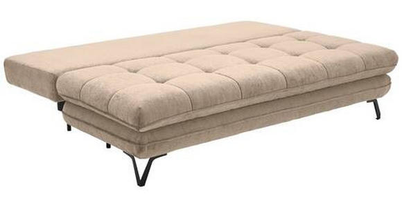 SCHLAFSOFA Samt Beige - Beige/Schwarz, Design, Textil/Metall (205/79-96/85cm) - Novel