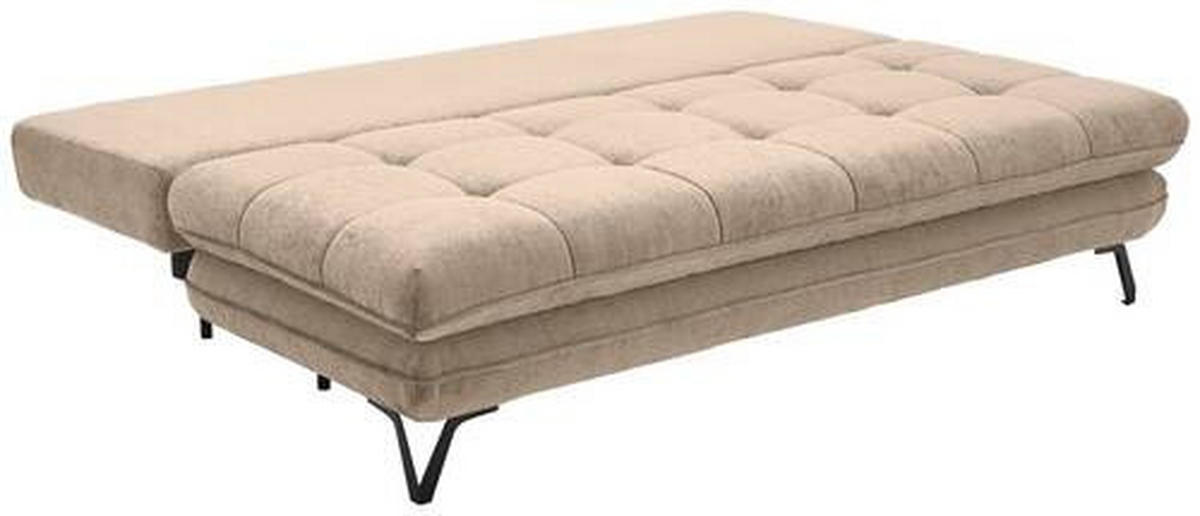 SCHLAFSOFA Samt Beige  - Beige/Schwarz, Design, Textil/Metall (205/79-96/85cm) - Novel