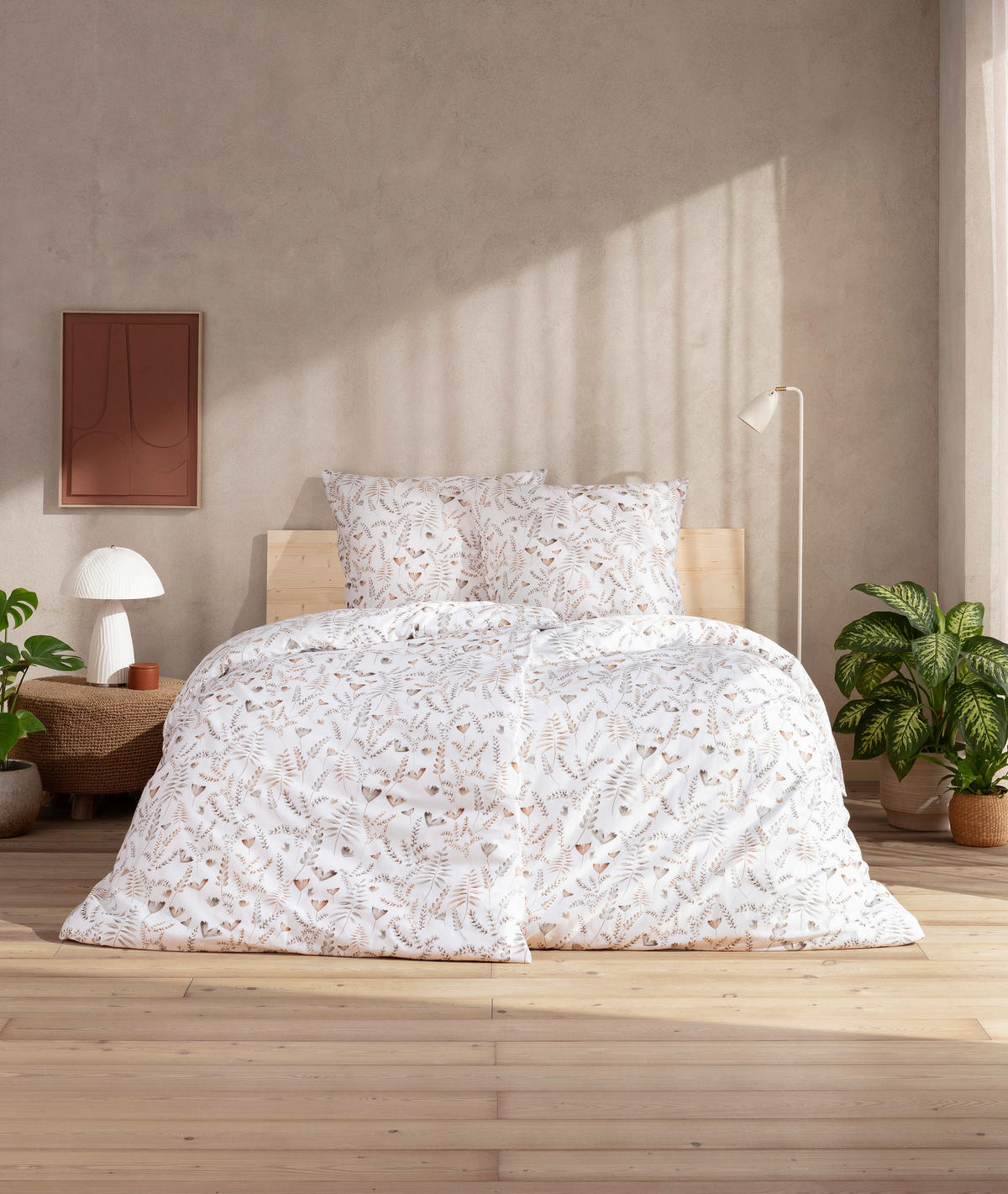 BETTWÄSCHE 2-teilig Natürlich Estella Makosatin 135/200 cm  - Graubraun, Design, Textil (135/200cm) - Estella