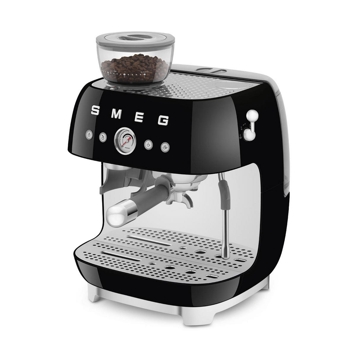ESPRESSOMASCHINE  - Schwarz Hochglanz, Basics, Kunststoff/Metall (33,4/44,3/43cm) - SMEG