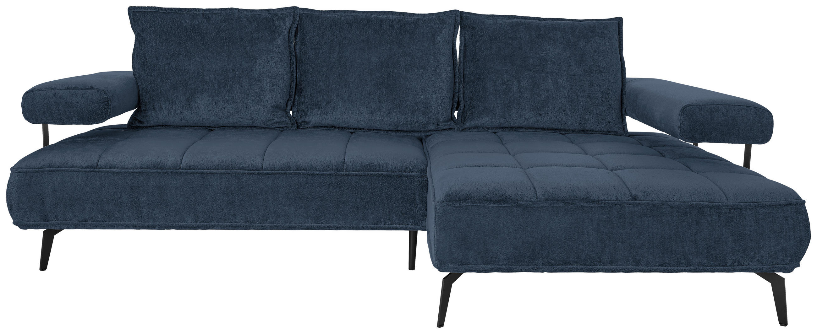 ECKSOFA in Webstoff Dunkelblau  - Schwarz/Dunkelblau, Design, Textil/Metall (266/180cm) - Welnova