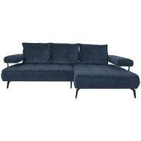 ECKSOFA Dunkelblau Webstoff  - Schwarz/Dunkelblau, Design, Textil/Metall (266/180cm) - Welnova