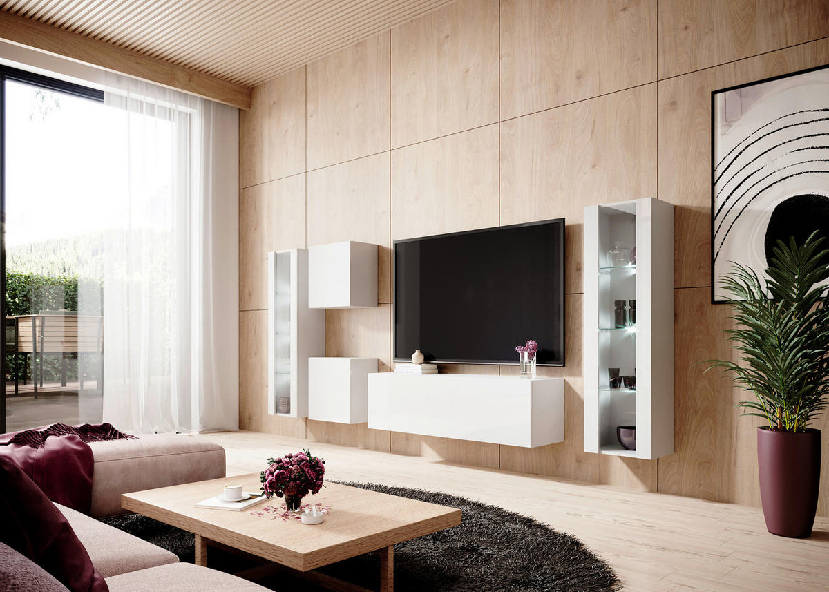 HÄNGEVITRINE in Weiß, Weiß Hochglanz   - Weiß Hochglanz/Weiß, Design, Glas/Holzwerkstoff (40/140/30cm) - Livetastic