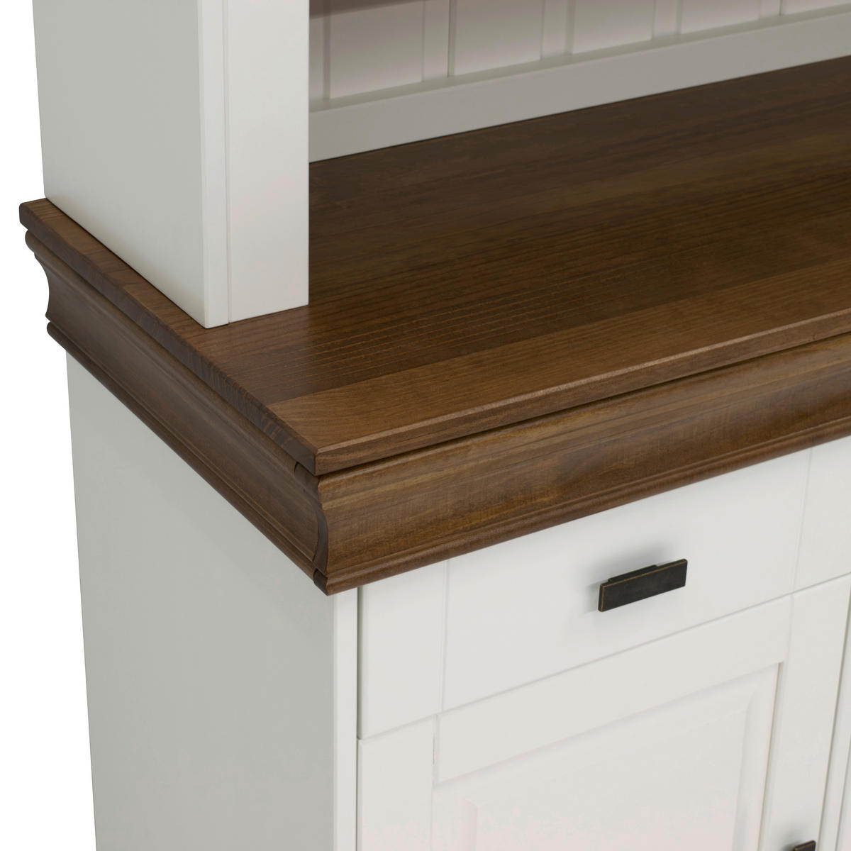 BUFFET 143/196,5/45 cm  in Weiß, Eiche dunkel  - Eiche dunkel/Weiß, MODERN, Glas/Holz (143/196,5/45cm) - MID.YOU