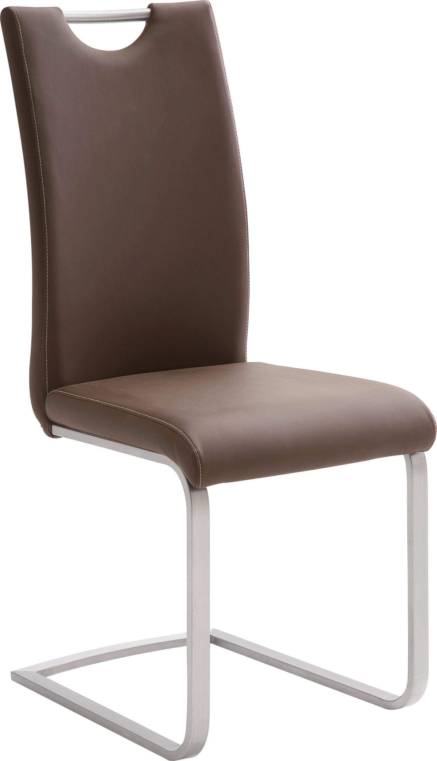 SCHWINGSTUHL  in Edelstahl Lederlook  - Edelstahlfarben/Creme, Design, Textil/Metall (42/103/55cm) - Novel