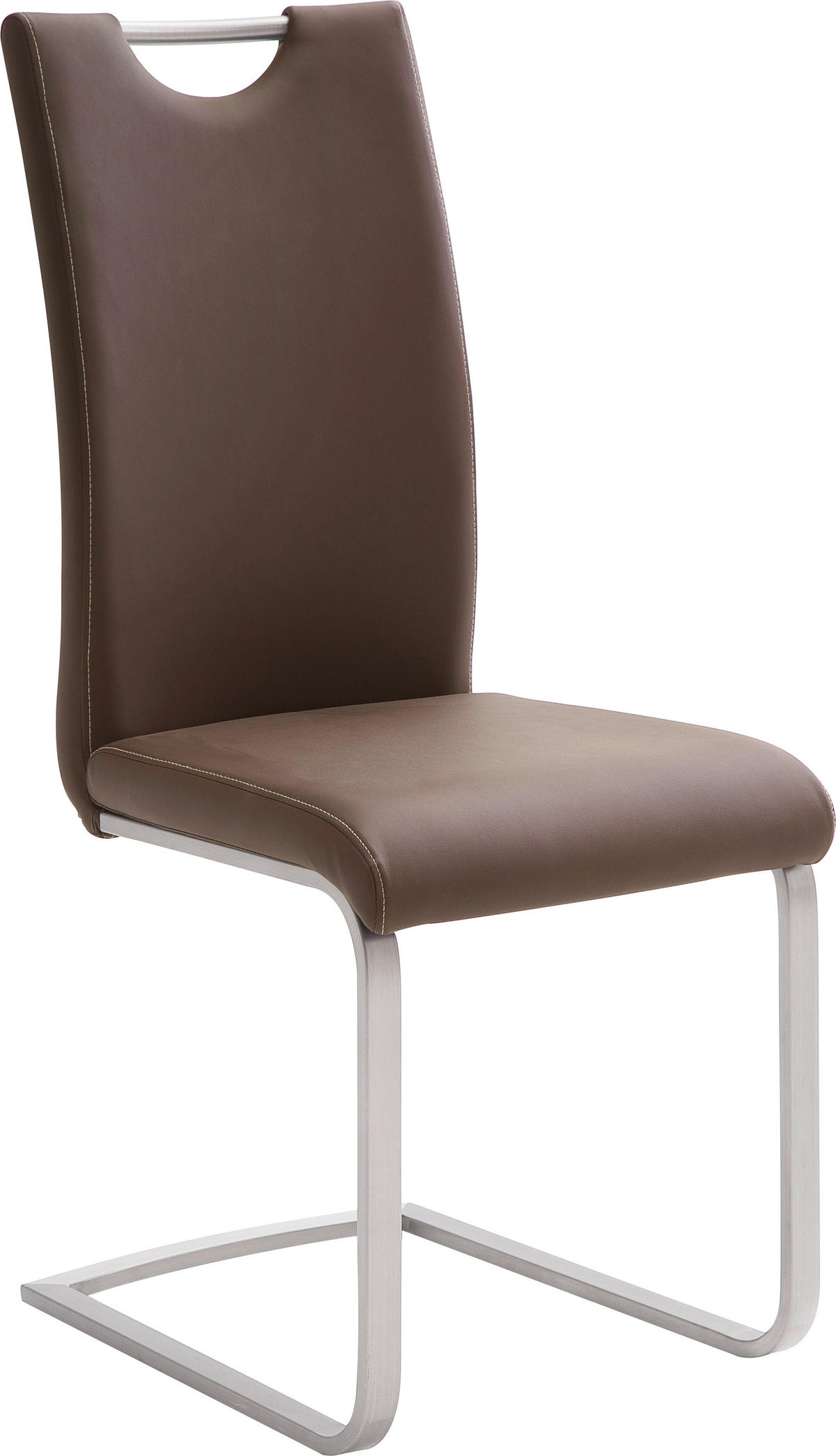 SCHWINGSTUHL  in Edelstahl Lederlook  - Edelstahlfarben/Creme, Design, Textil/Metall (42/103/55cm) - Novel