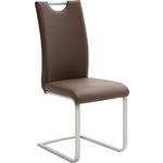SCHWINGSTUHL  in Edelstahl Lederlook  - Edelstahlfarben/Creme, Design, Textil/Metall (42/103/55cm) - Novel