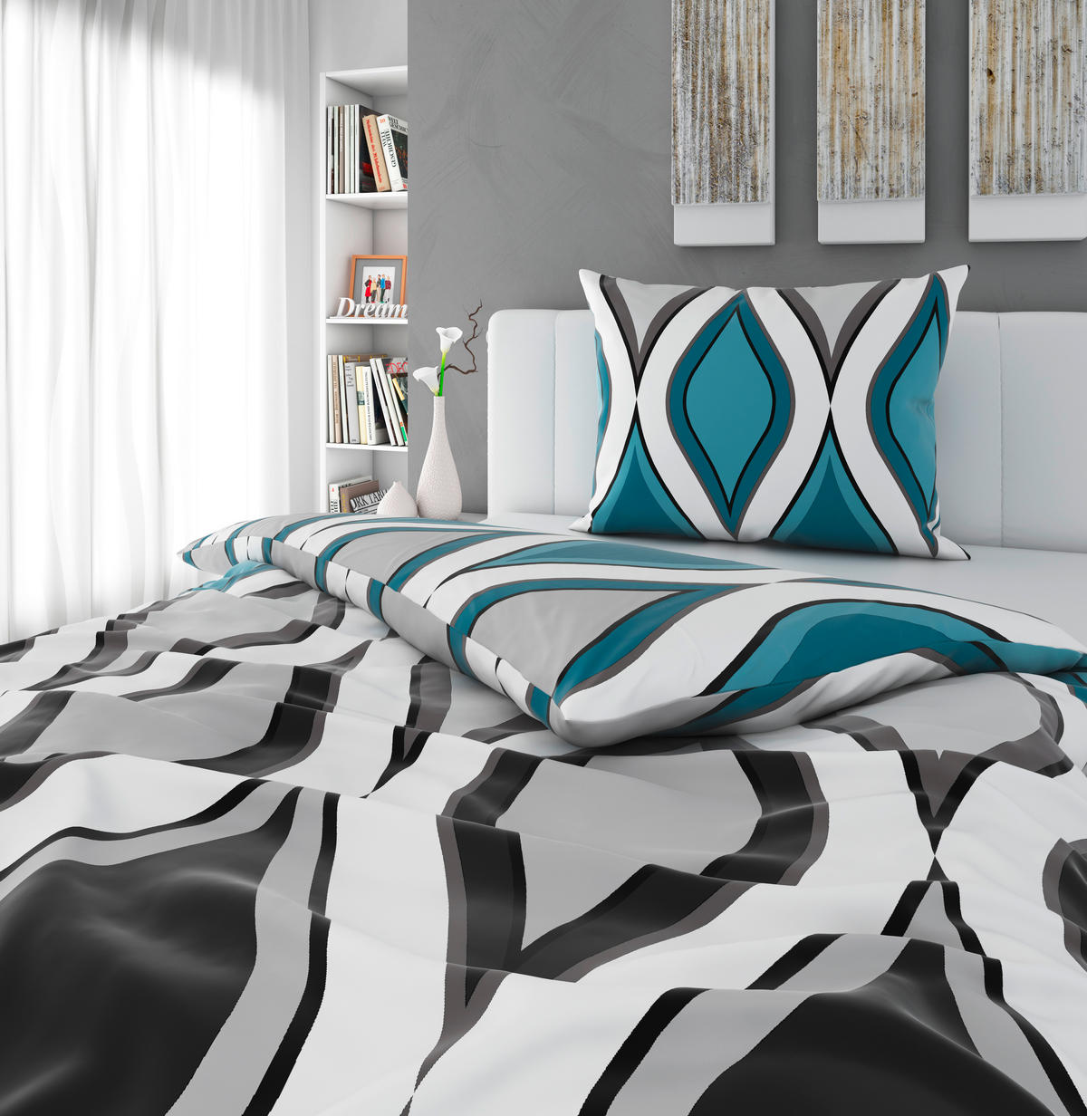 BETTWÄSCHE Satin 140/200 cm  - Blau, KONVENTIONELL (140/200cm) - Esposa