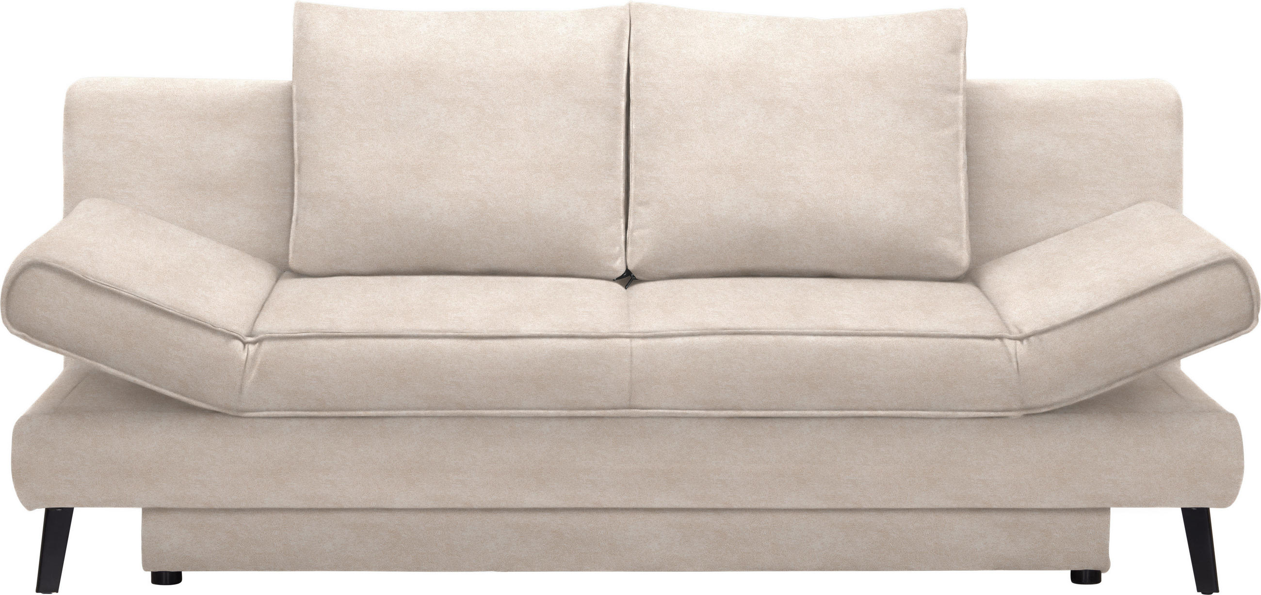 SCHLAFSOFA in Flachgewebe Sandfarben  - Sandfarben/Schwarz, Design, Textil/Metall (200/85/90cm) - Xora