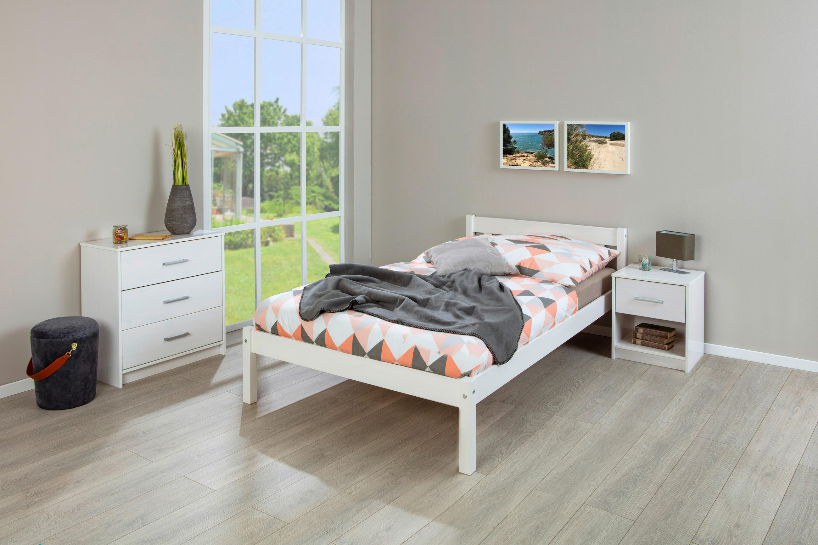 BETT 90/200 cm  in Weiß  - Weiß, Basics, Holz (90/200cm) - MID.YOU