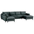 WOHNLANDSCHAFT Grau Chenille  - Schwarz/Grau, KONVENTIONELL, Textil/Metall (188/340/160cm) - Xora
