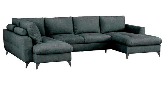 WOHNLANDSCHAFT Grau Chenille  - Schwarz/Grau, KONVENTIONELL, Textil/Metall (188/340/160cm) - Xora