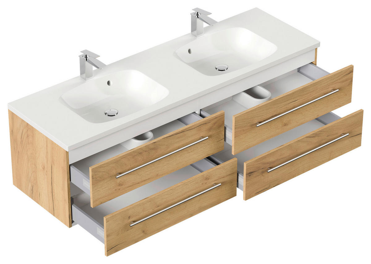 WASCHTISCHKOMBI 160 cm  - Eichefarben/Weiß, Basics, Holzwerkstoff/Stein (160cm) - MID.YOU