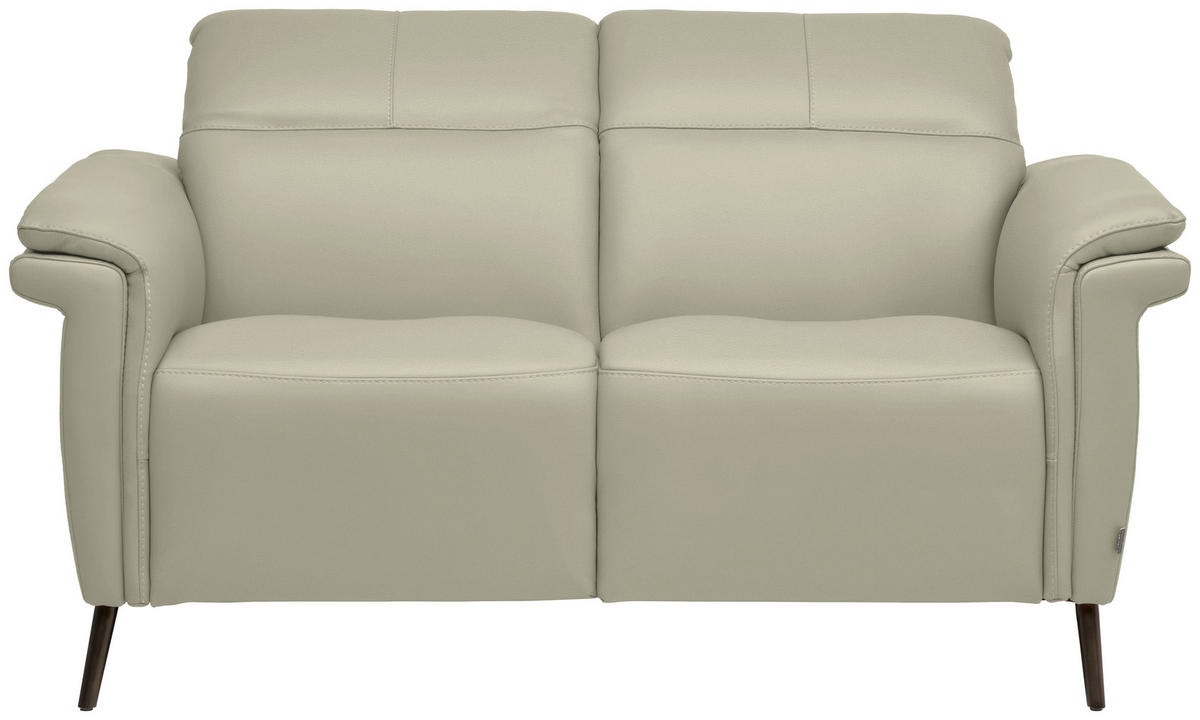 2-SITZER-SOFA  in Echtleder Silberfarben   - Silberfarben/Schwarz, Design, Leder/Metall (162/79/104cm) - Belluti