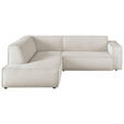 ECKSOFA in Cord Weiß 224/254 cm - Schwarz/Weiß, KONVENTIONELL, Kunststoff/Textil (224/254cm) - Hom`in