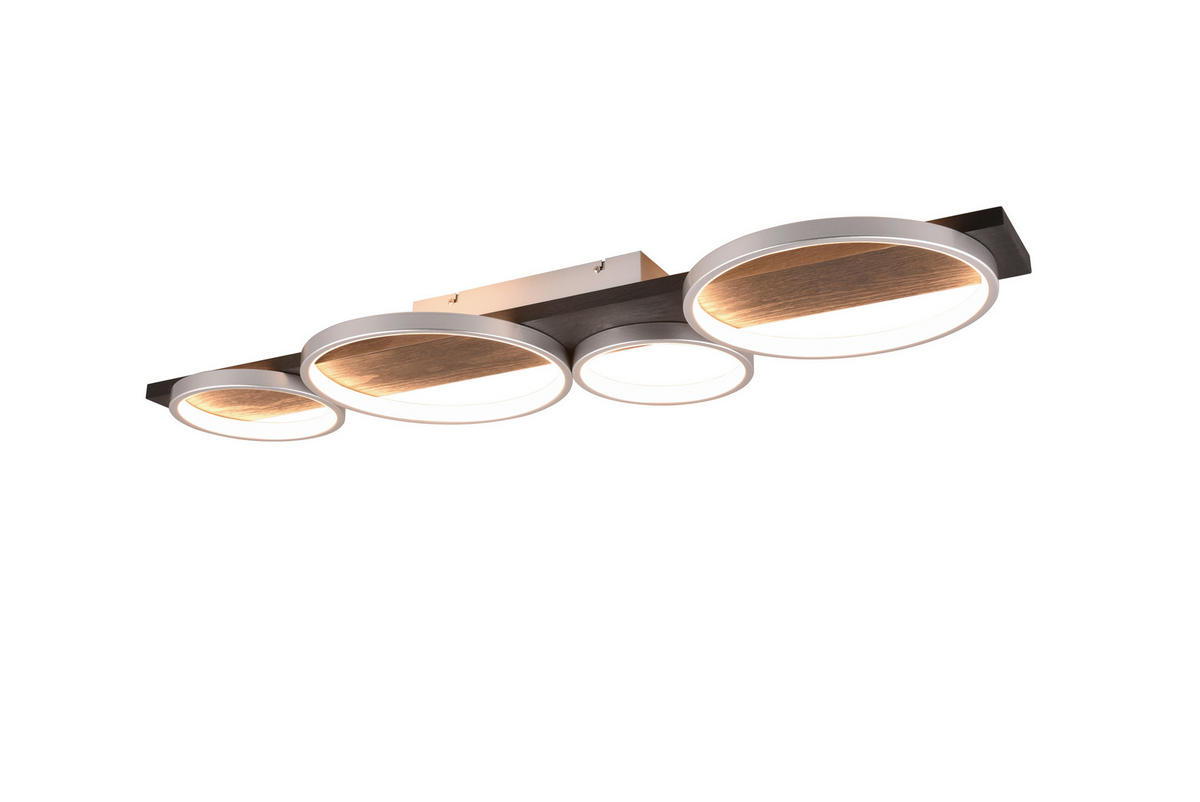 LED-DECKENLEUCHTE    100/7,5/34,5 cm  - Titanfarben/Schwarz, Design, Holz/Metall (100/7,5/34,5cm) - Trio Leuchten