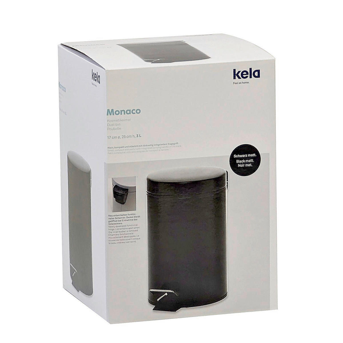 KOSMETIKEIMER MONACO 3 L  - Schwarz, Basics, Kunststoff/Metall (17/26cm) - Kela