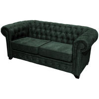 CHESTERFIELD-SOFA CHESTERFIELD in Flachgewebe Dunkelgrün  - Dunkelgrün/Schwarz, KONVENTIONELL, Holz/Holzwerkstoff (182/72/92cm) - Livetastic