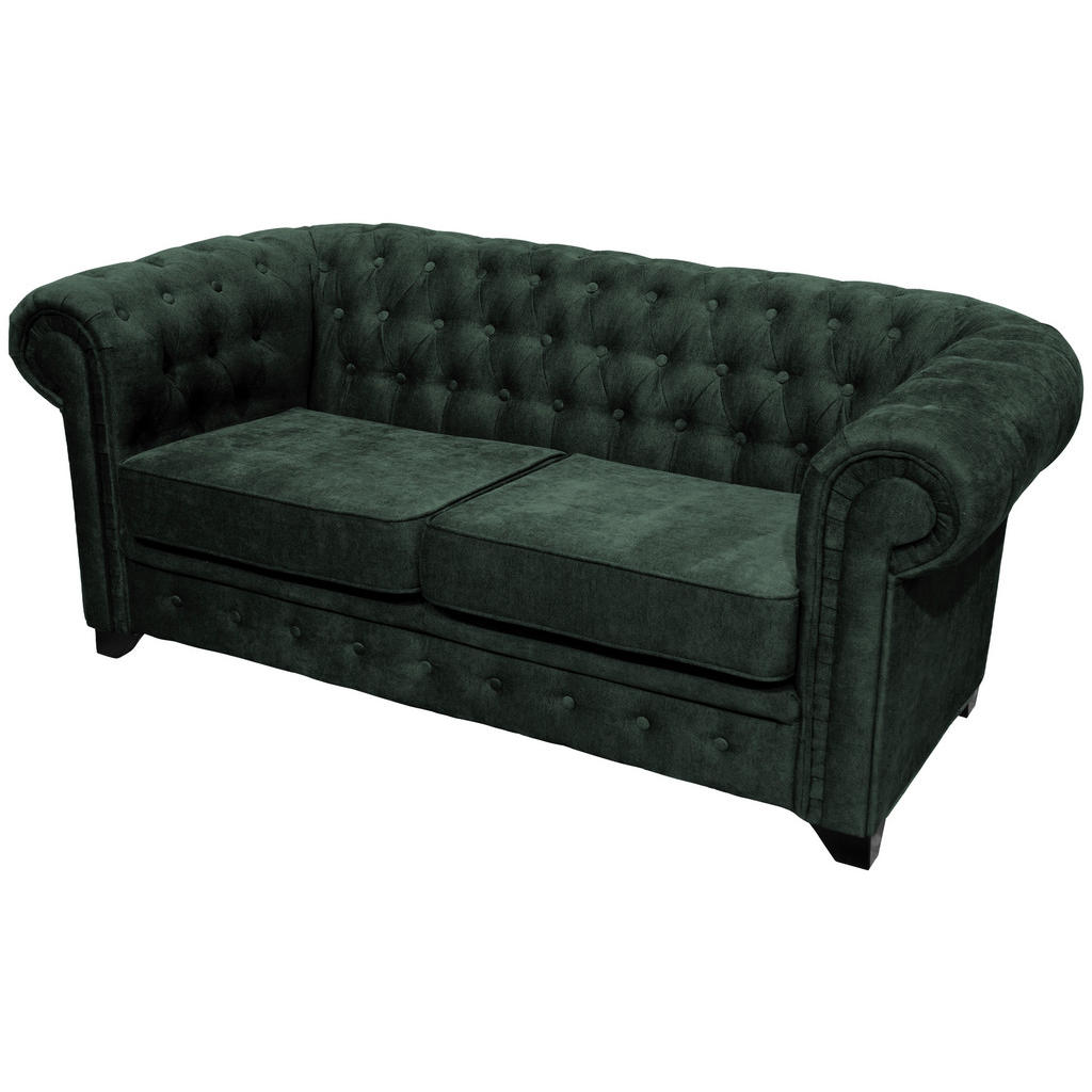 Livetastic SEDAČKA CHESTERFIELD, drevo, textil, kompozitné drevo, tmavozelená