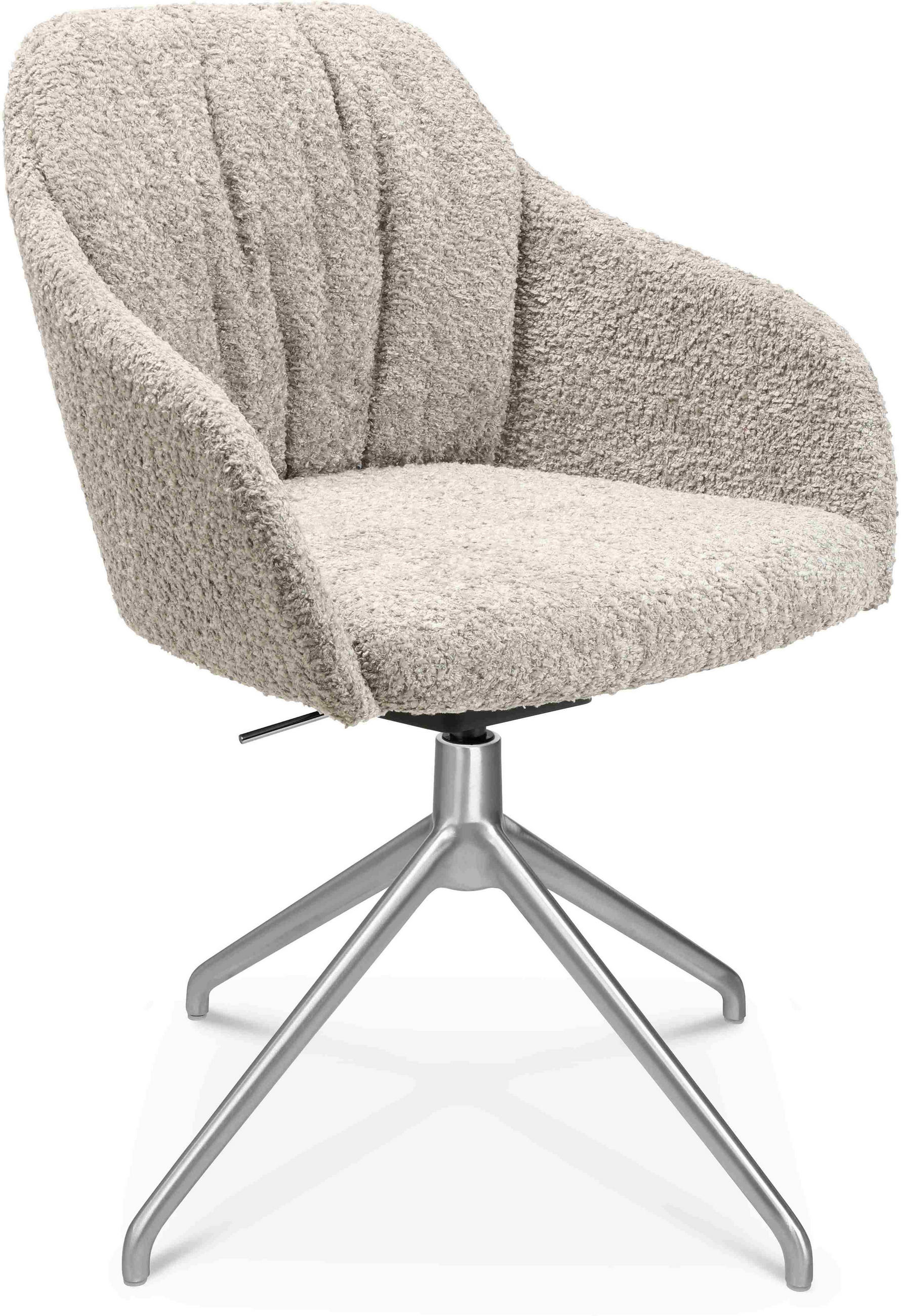 ARMLEHNSTUHL  in Aluminium Bouclé  - Greige/Alufarben, Design, Textil/Metall (58/81,5-84,5/60cm) - Johann Jakob