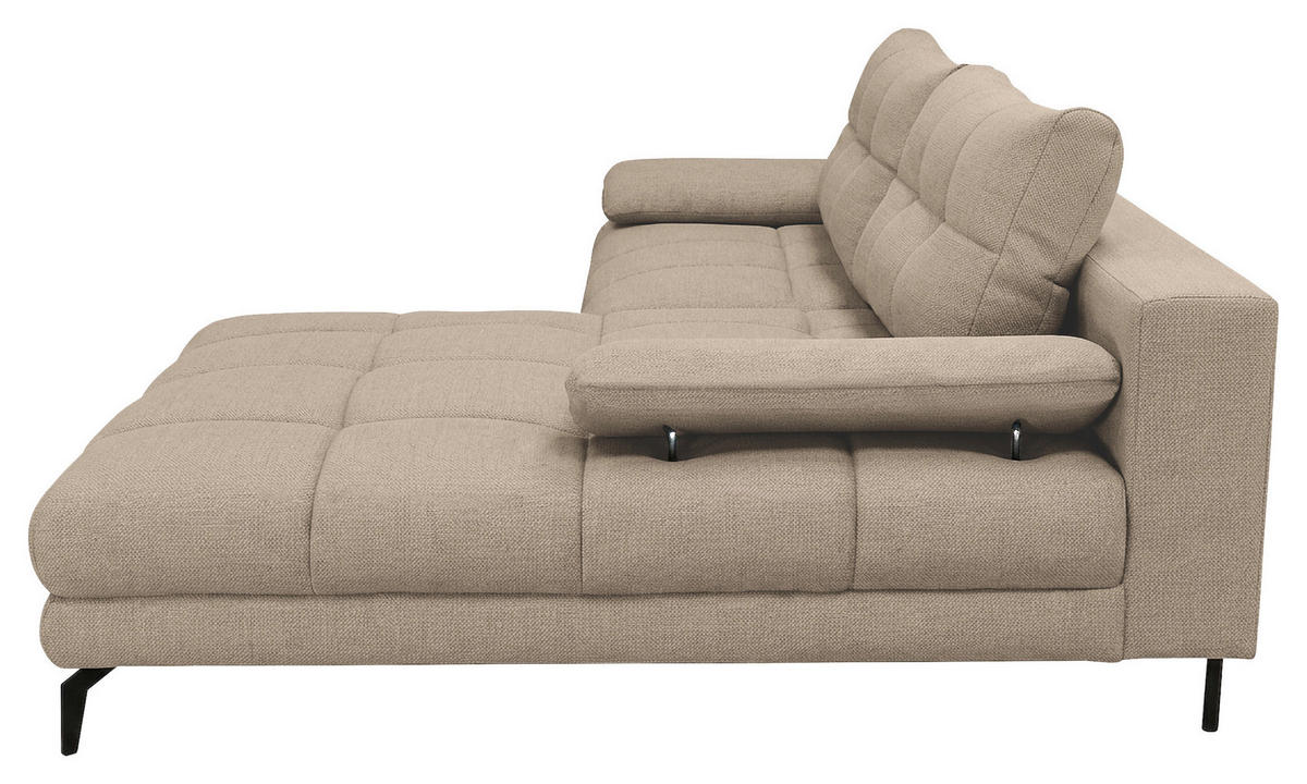 ECKSOFA Struktur Beige  - Beige/Schwarz, Modern, Textil/Metall (263/181cm) - Carryhome
