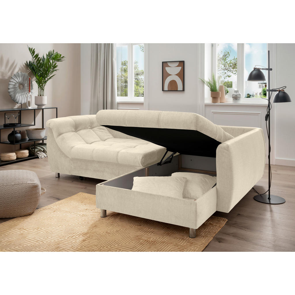 Thumbnail - Livetastic Eckschlafsofa, Beige, Textil, Uni, 4-Sitzer, Füllung: Schaumstoff, 250x190 cm, Made in Europe, Liegefunktion,...