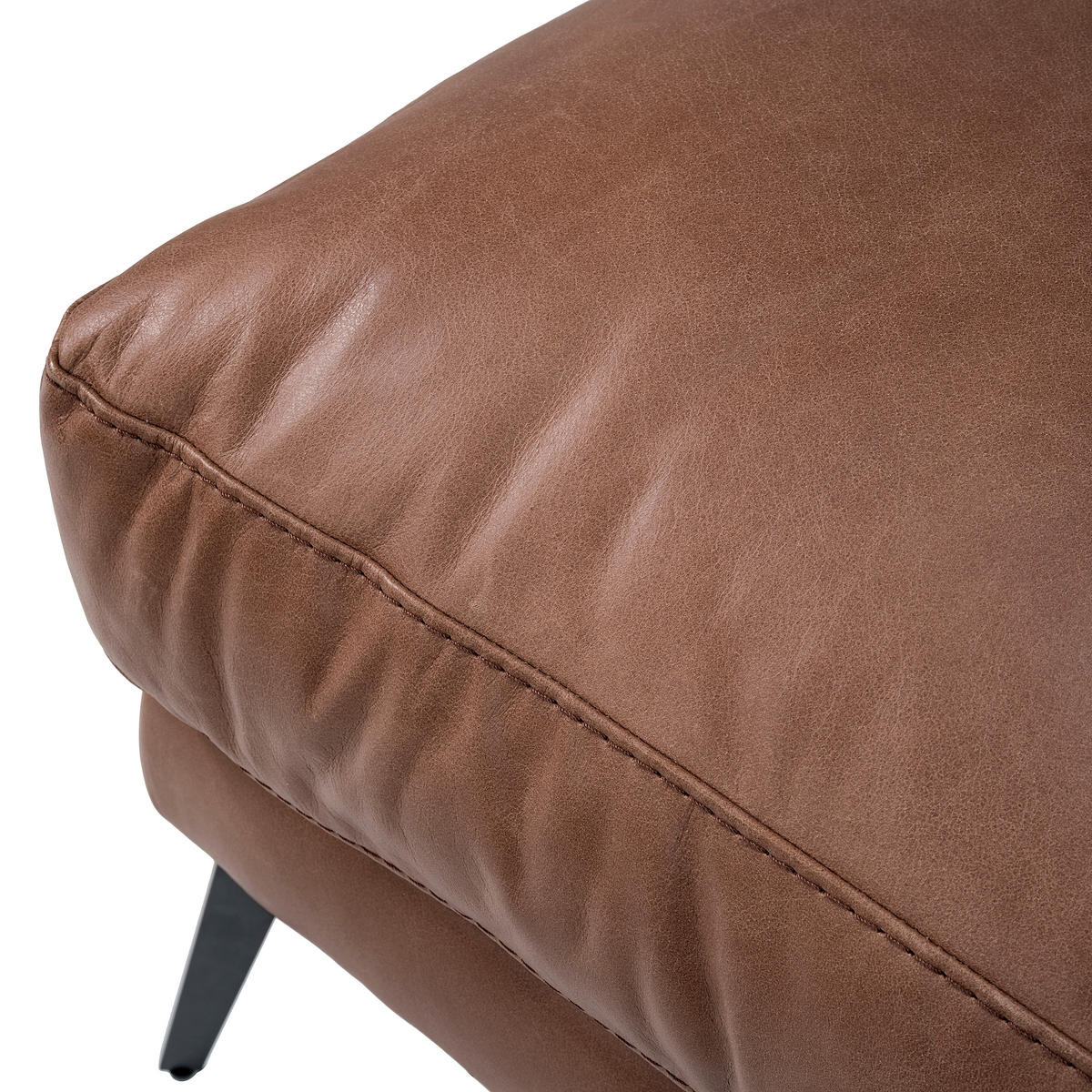 HOCKER Leder Braun  - Schwarz/Braun, Design, Leder/Metall (163/46/62cm) - Livetastic