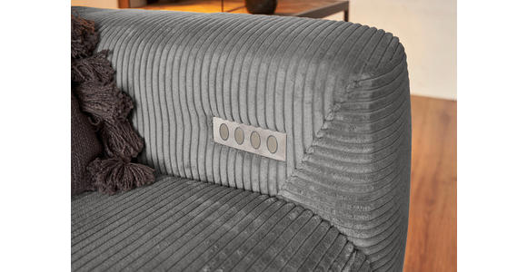 ECKSOFA  in Cord Dunkelgrau  180/266 cm  - Dunkelgrau/Schwarz, KONVENTIONELL, Textil/Metall (180/266cm) - Hom`in