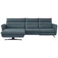 ECKSOFA in Echtleder Blaugrau  169/298 cm  - Blaugrau/Schwarz, Design, Leder/Metall (169/298cm) - Dieter Knoll