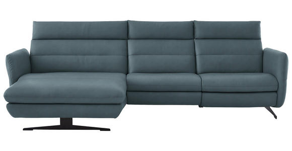 ECKSOFA in Echtleder Blaugrau  169/298 cm  - Blaugrau/Schwarz, Design, Leder/Metall (169/298cm) - Dieter Knoll