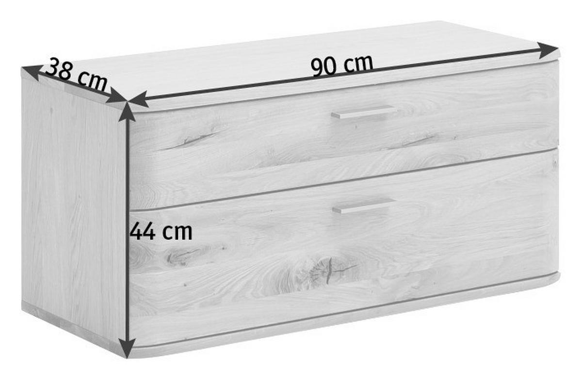 GARDEROBENBANK 90/44/38 cm  - Eichefarben/Nickelfarben, Natur, Holz/Metall (90/44/38cm) - Linea Natura