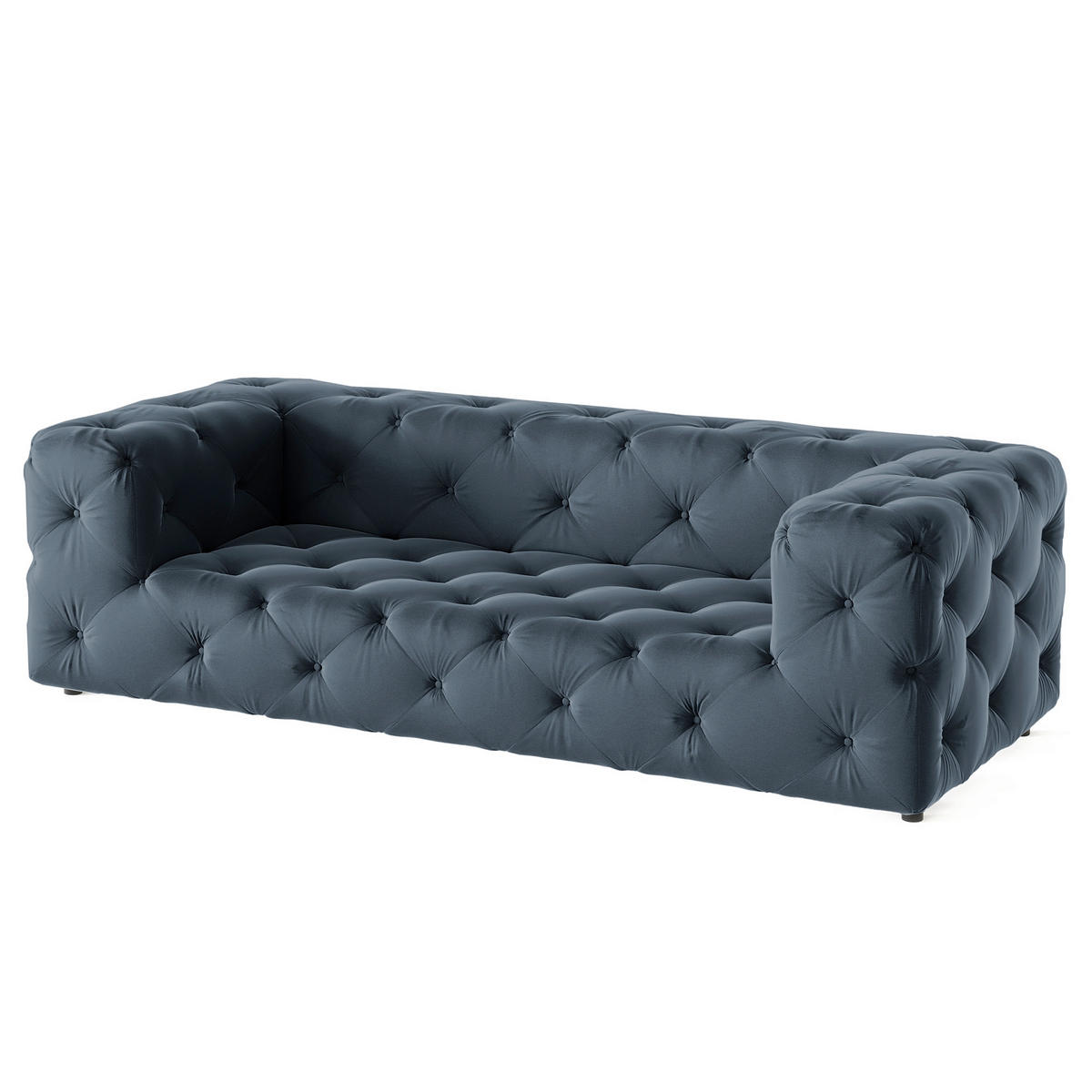 3-SITZER-SOFA Samt Dunkelblau  - Schwarz/Dunkelblau, Design, Kunststoff/Textil (230/71/100cm) - P & B