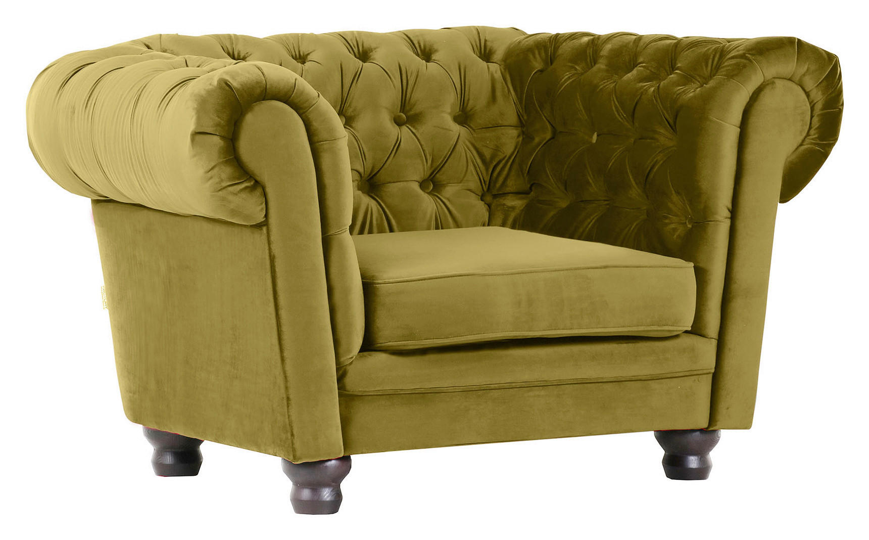 CHESTERFIELD-SESSEL Flachgewebe Hellgrün  - Dunkelbraun/Hellgrün, Lifestyle, Holz/Textil (130/79/93cm)