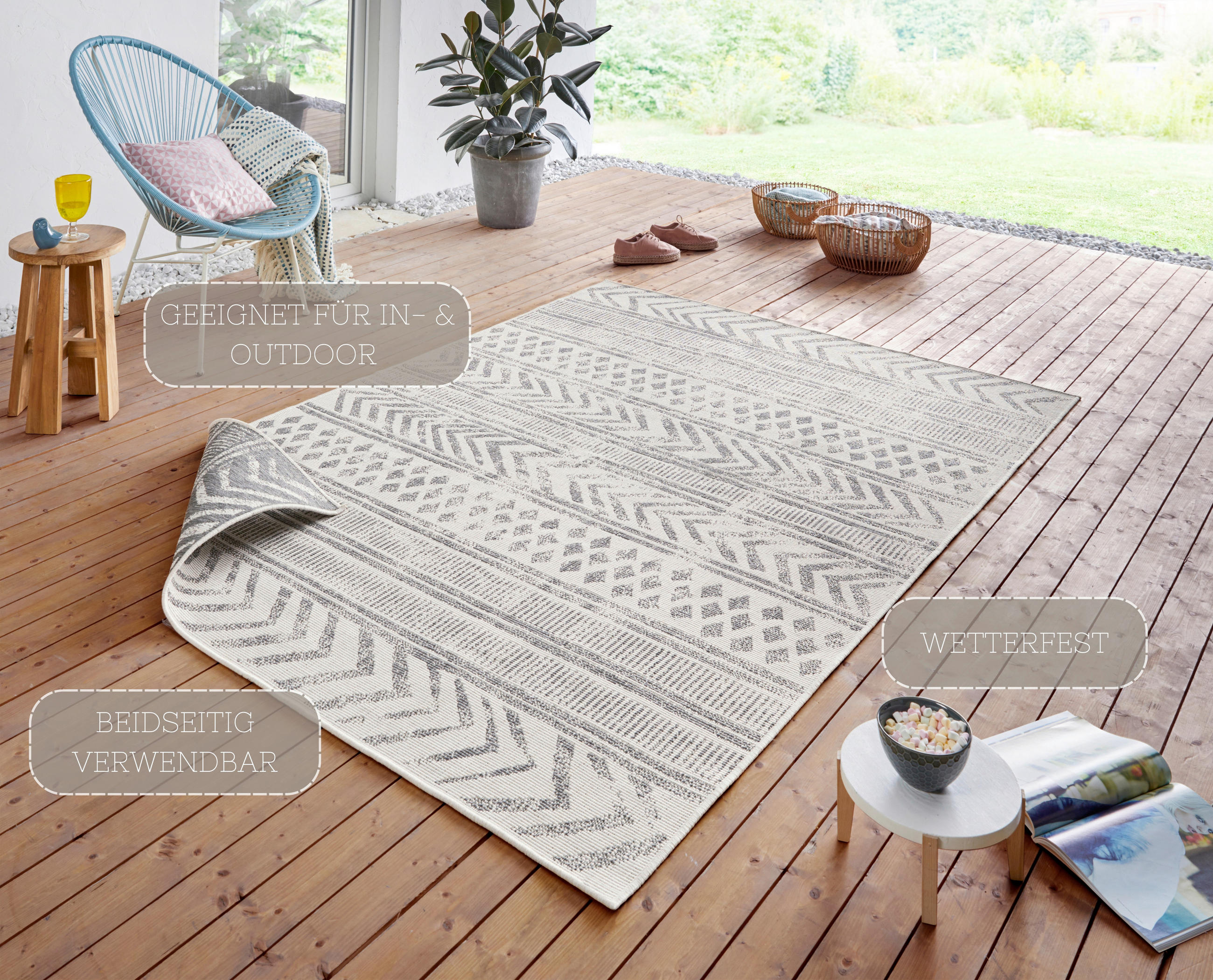 OUTDOORTEPPICH 160/230 cm Twin Supreme Creme, Grau  - Creme/Grau, Design, Kunststoff (160/230cm)