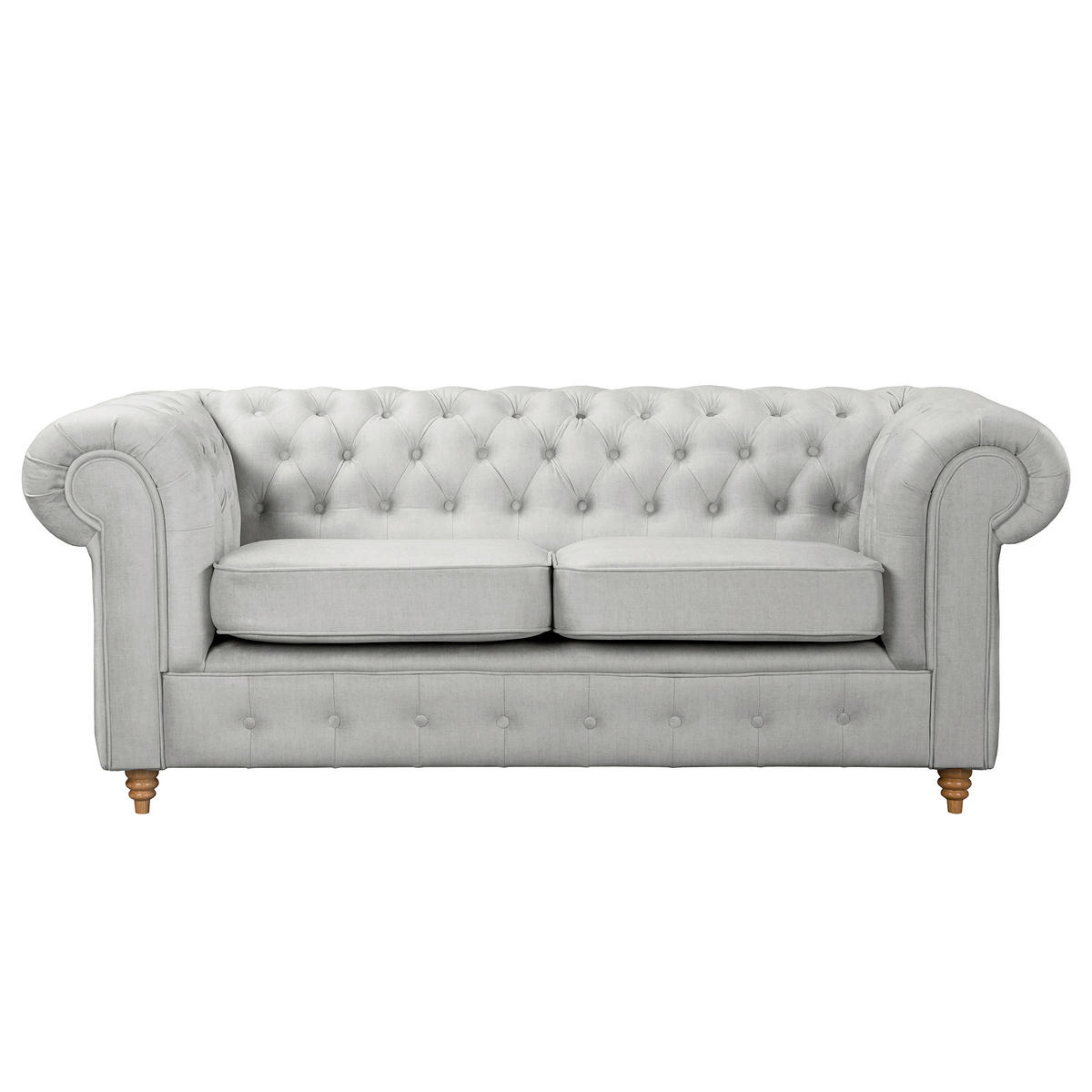 2-SITZER-SOFA Mikrofaser Hellgrau  - Hellgrau/Braun, Design, Holz/Textil (190/75/91cm) - P & B