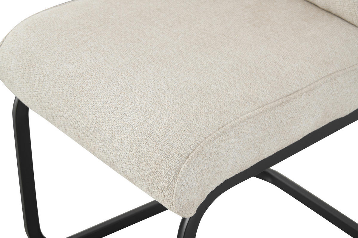 SCHWINGSTUHL-SET 2 Stück  in Webstoff  - Creme/Schwarz, MODERN, Textil/Metall (47/94/61cm) - MID.YOU