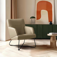 SESSEL in Echtleder Hellgrau  - Hellgrau/Schwarz, Design, Leder/Metall (67/87/74cm) - Livetastic