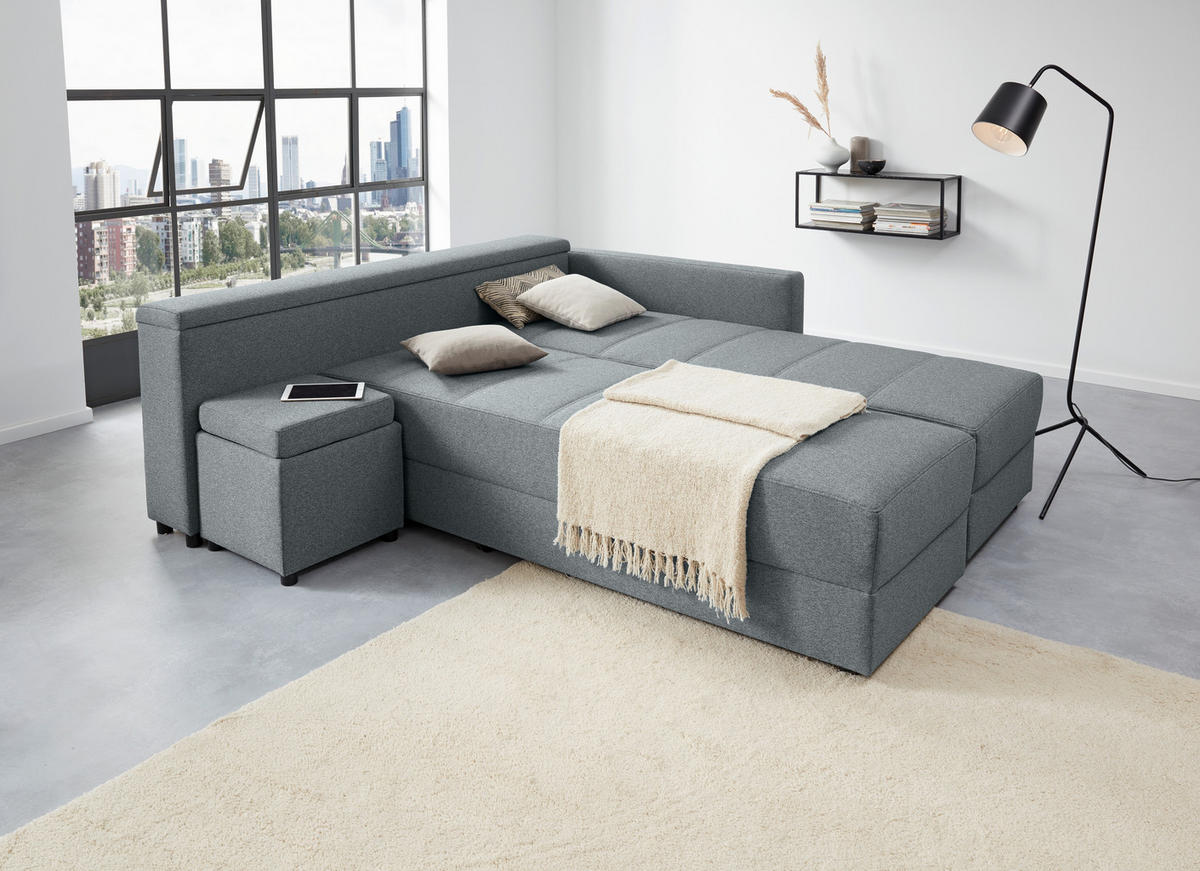 ECKSOFA LOOKS III Dunkelgrau Webstoff  - Dunkelgrau/Schwarz, Design, Kunststoff/Textil (229/287cm) - LOOKS by W.Joop