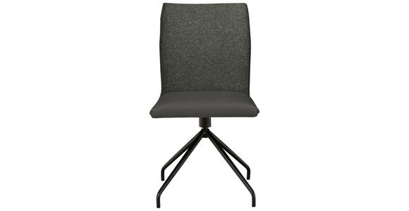 STUHL  , Stoffauswahl, Typenauswahl, Sitzfläche 360° drehbar  , Webstoff, Mikrofaser  ,  - Anthrazit/Schwarz, Design, Textil/Metall (49/91/60cm) - Moderano