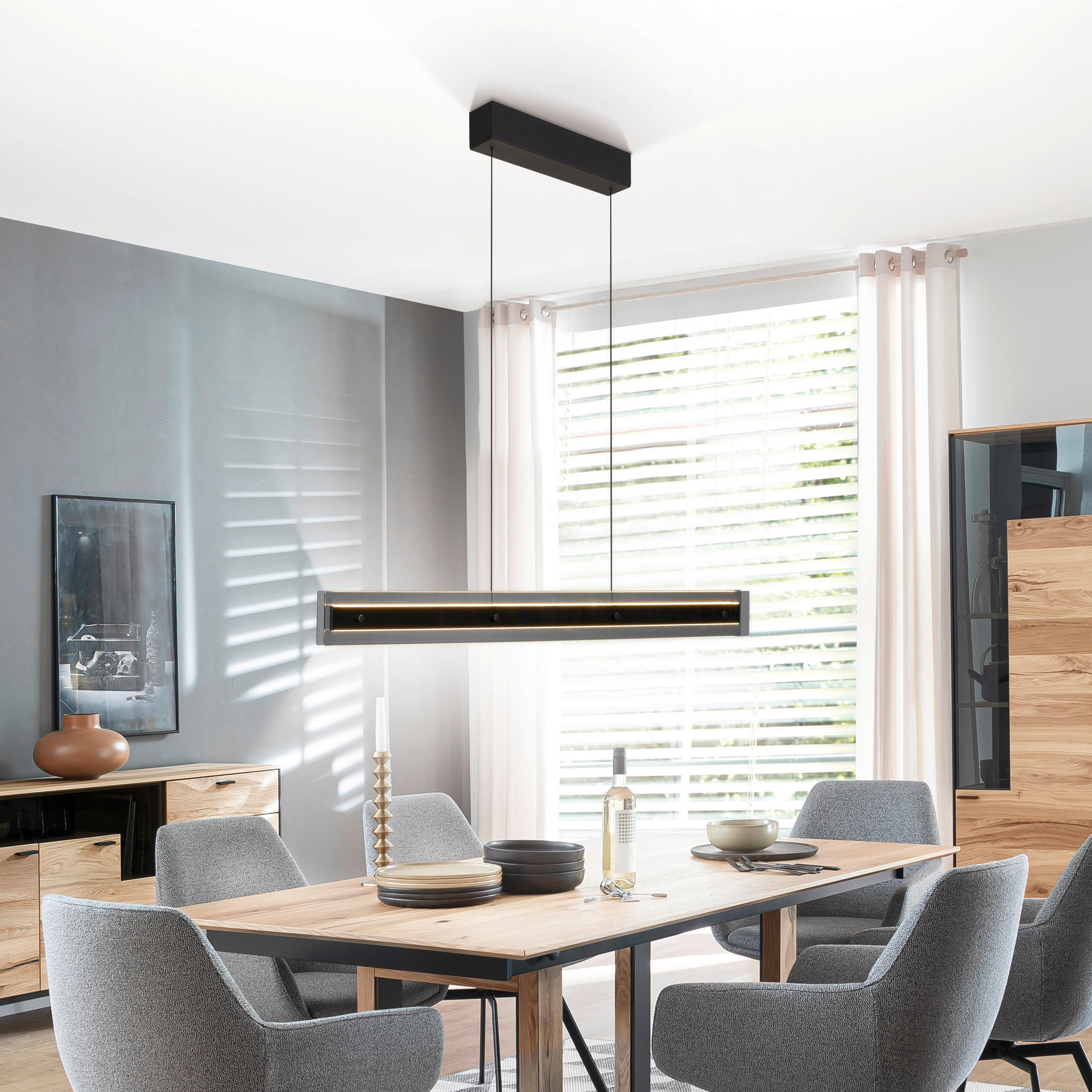 LED-PENDELLEUCHTE 105/8/200 cm   - Schwarz, Design, Kunststoff/Metall (105/8/200cm) - Schöner Wohnen