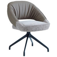 ARMLEHNSTUHL  Sitzfläche 360° drehbar, automatische Rückholfunktion Leinenoptik Echtleder  Schwarz, Hellgrau, Beige  - Beige/Hellgrau, Design, Leder/Textil (60/81/63.5cm) - Dieter Knoll