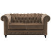 CHESTERFIELD-SOFA Samt Schwarz, Taupe  - Taupe/Schwarz, Trend, Holz/Textil (165/73/87cm) - Xora