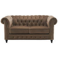 CHESTERFIELD-SOFA Samt Schwarz, Taupe  - Taupe/Schwarz, Trend, Holz/Textil (165/73/87cm) - Xora