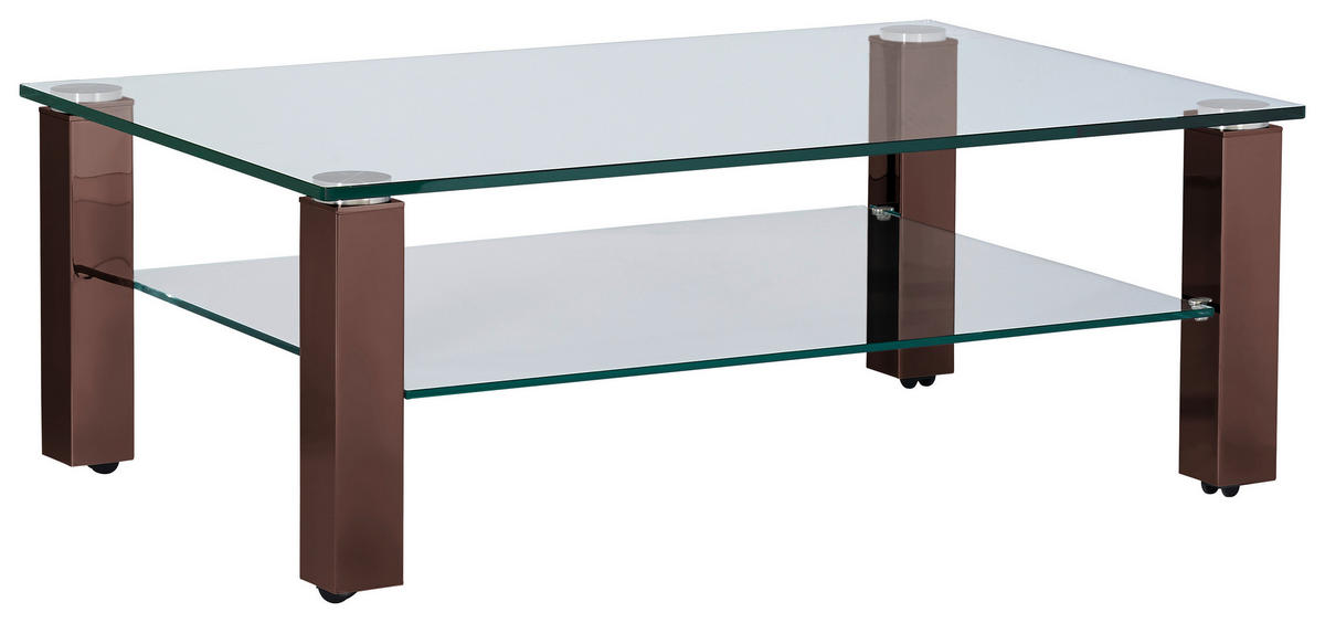COUCHTISCH in Metall, Glas 110/70/42,5 cm  - Braun, Design, Glas/Kunststoff (110/70/42,5cm)